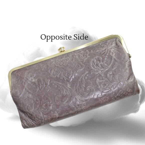 Hobo Candace Style Gray Leather Embossed Clutch Wallet - Picture 3 of 9